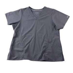 WonderWink W/23 Womens 1X Gray Stylized V-Neck Scrub Top Medical Nurse Vet